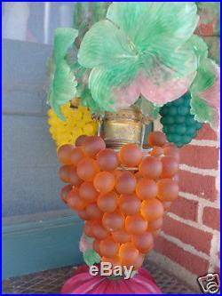 Vintage Venetian Murano Italian Art Glass Beaded Grape Fruit Lamp Czech Style