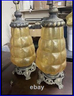 Vintage bubble glass lamps, Two Table Lamps