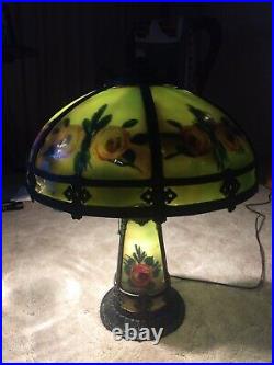 Vintage reverse painted table lamp