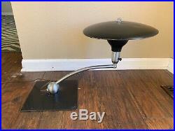 Vtg Black M. G. Wheeler Co SightLight Flying Saucer Table Lamp Mid-Century Modern