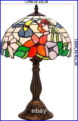 WERFACTORY Tiffany Lamp Stained Glass Lamp Hummingbird Style Bedside Table Lamp