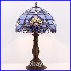 WERFACTORY Tiffany Lamp Stained Glass Table Lamp Blue Purple Baroque Style