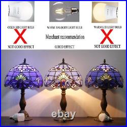 WERFACTORY Tiffany Lamp Stained Glass Table Lamp Blue Purple Baroque Style