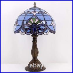 WERFACTORY Tiffany Lamp Stained Glass Table Lamp Blue Purple Baroque Style