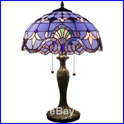 WERFACTORY Tiffany Style Table Lamp 24 inch tall Blue-Purple Baroque Shade 2