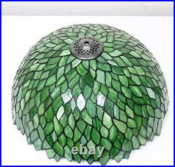 WERFACTORY Tiffany Style Table Lamp Stained Glass Bedside Lamp Green Wisteria