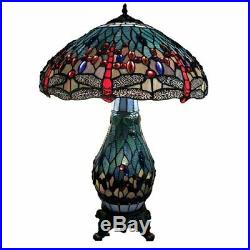 Warehouse of Tiffany's T18275TGRB Dragonfly Tiffany-Style Table Lamp