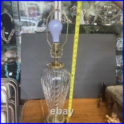 Waterford Crystal Glenar Glass Table Lamp Hollywood Regency brass