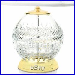 Waterford Meg Rose Crystal Bowl Wedge Cut Table Lamp with Silk Coolie Shade
