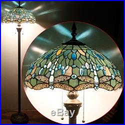 Werfactory Tiffany Style Reading Floor Lamp Table Desk Lighting Blue Dragonfly