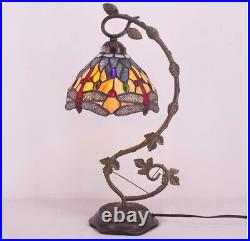 Werfactory Tiffany Table lamp Banker Stained Glass Lamp, Bedside Lamp Blue Yellow