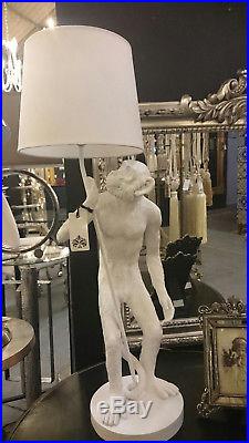 White Monkey Holding Table Lamp 81cm High Standing Monkey