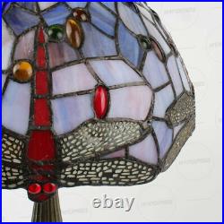 White Tiffany Style Lamp Multi Color Stained Glass Dragonfly Table Shade
