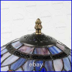 White Tiffany Style Lamp Multi Color Stained Glass Dragonfly Table Shade