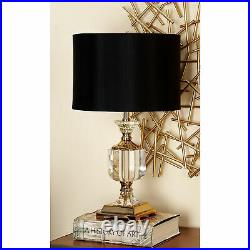 Zimlay Glam Gold Iron And Clear Crystal Table Lamp With Black Shade 39962