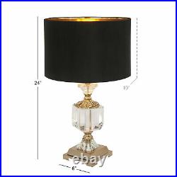 Zimlay Glam Gold Iron And Clear Crystal Table Lamp With Black Shade 39962